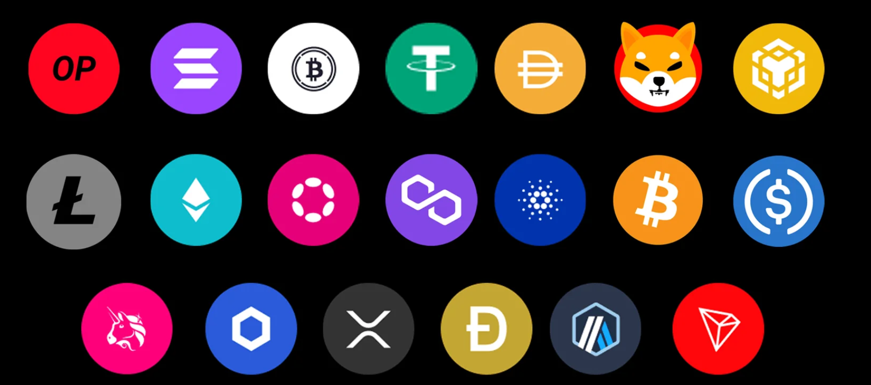 Ledger 支持的部分数字资产图标